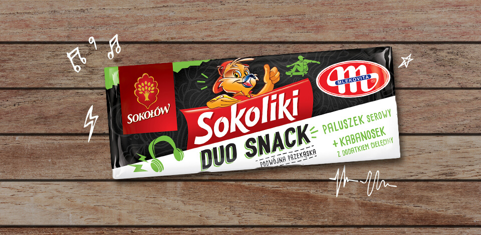 Sokoliki Duo Snack kabanos wieprzowy z dodatkiem cielęciny & paluszek serowy