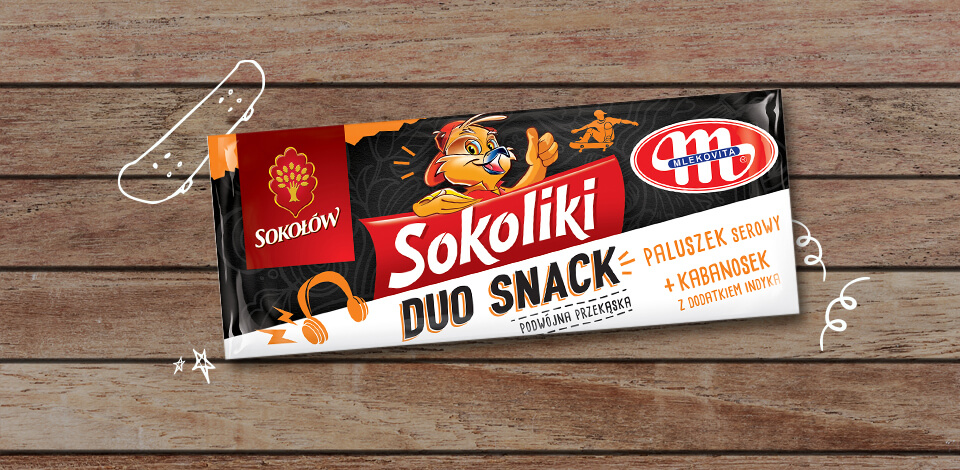 Sokoliki Duo Snack kabanos wieprzowy z dodatkiem indyka & paluszek serowy