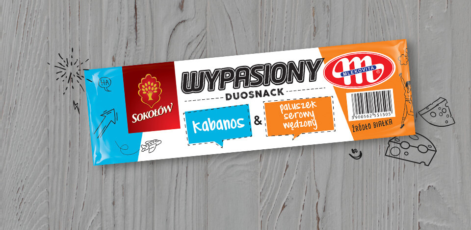 Wypasiony DuoSnack kabanos wieprzowy & paluszek serowy z wędzonym serem